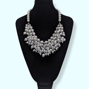 (2/$20) Silver Tone Beaded Bib Statement Necklace